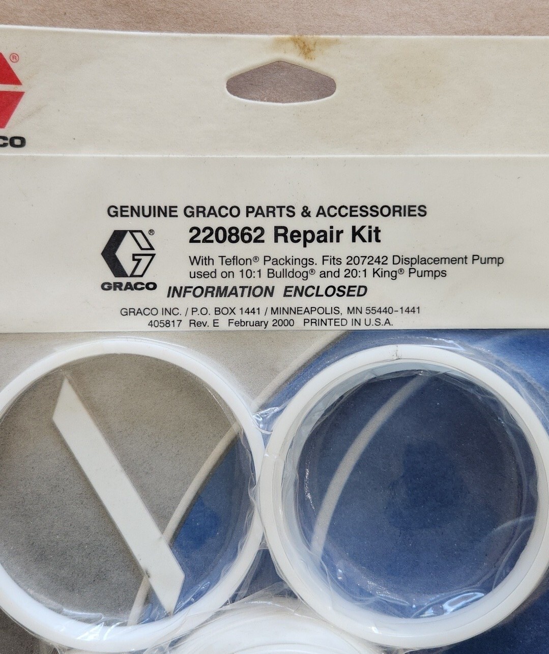 *BRAND NEW* Graco 220862 Pump Repair Kit 10:1 Bulldog & King Pumps + Warranty!