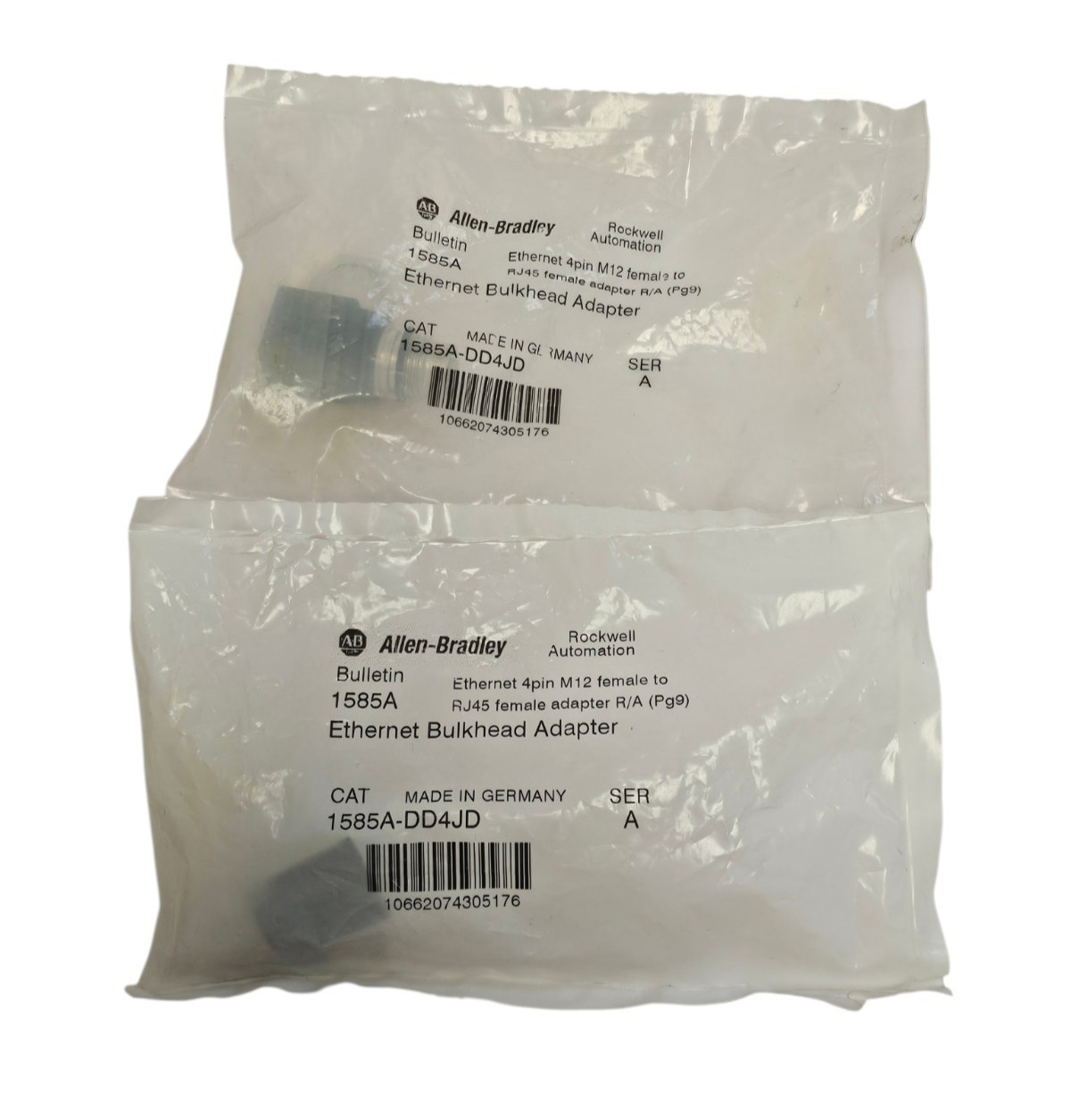 LOT OF 2 NEW ALLEN BRADLEY 1585A-DD4JD SER. A ETHERNET BULKHEAD ADAPTERS
