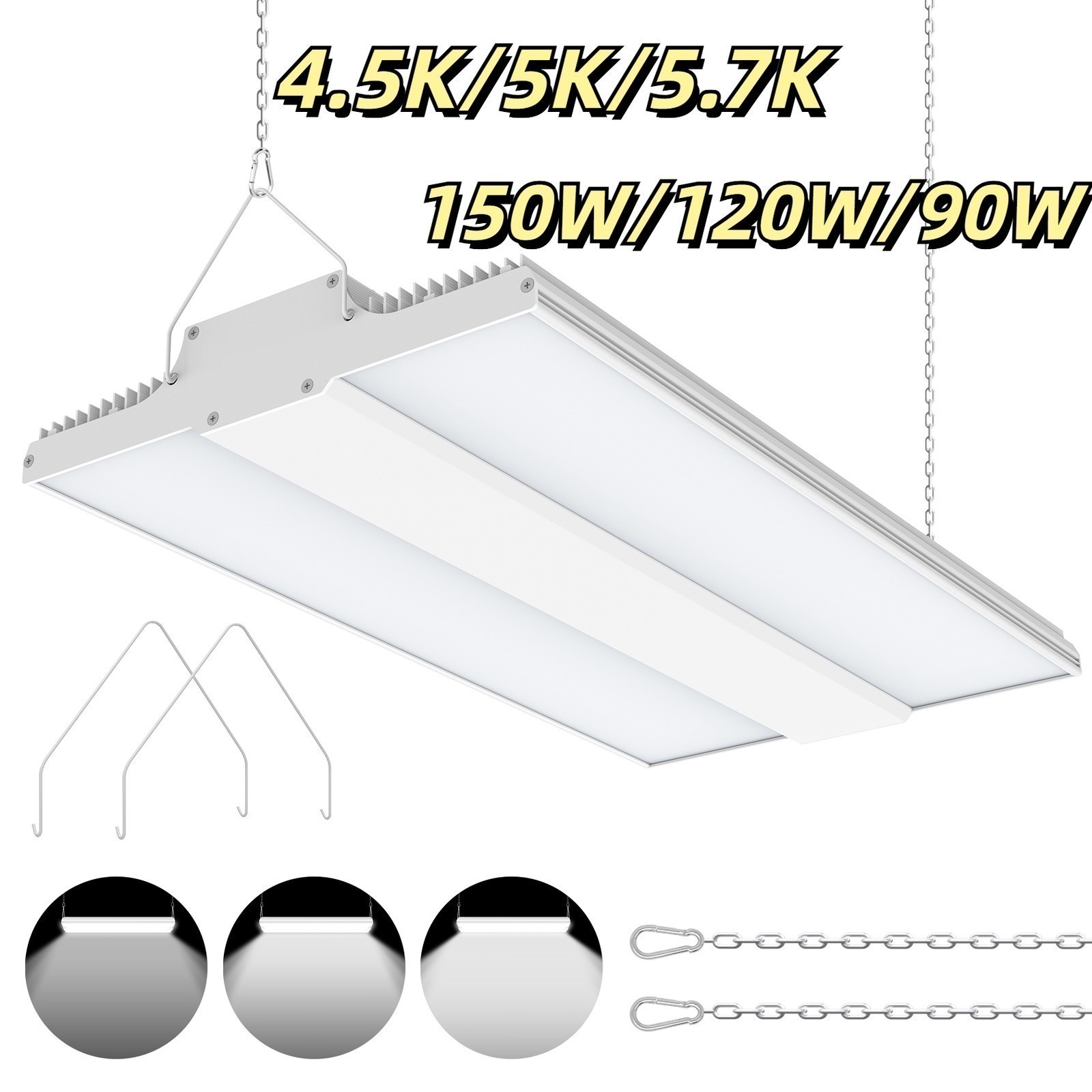 150W/120W/90W LED Linear High Bay Shop Light 4.5/5/5.7K 100- 277VAC Hanging Lamp