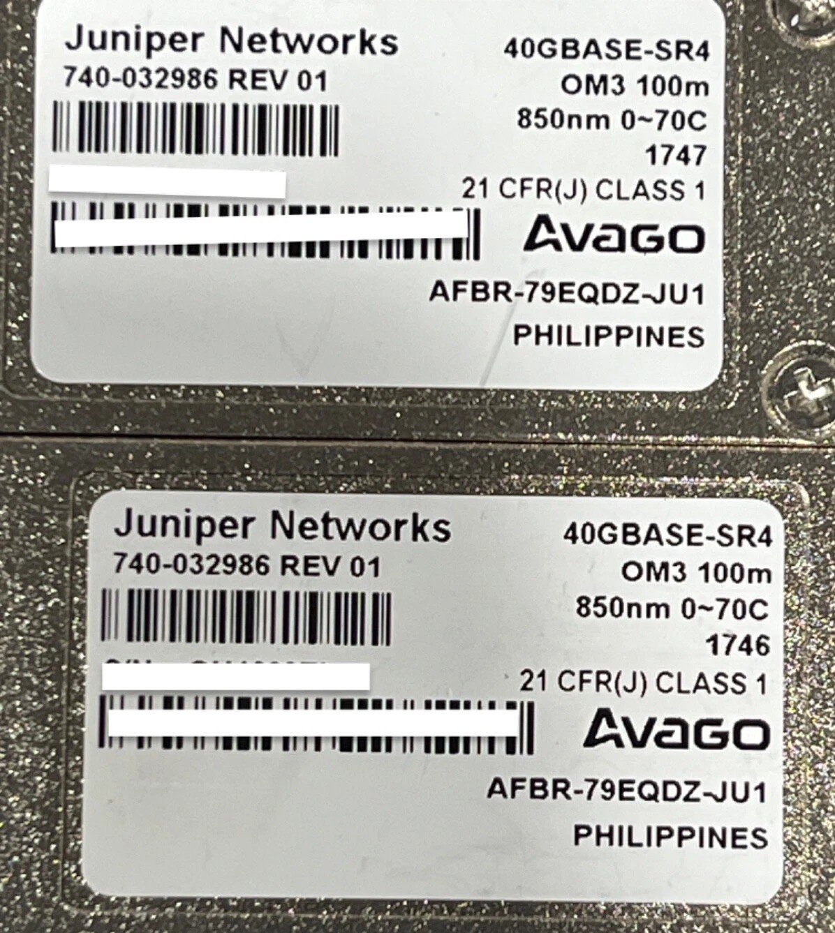 LOT 22x Juniper 740-032986 Avago AFBR-79E4Z-D-JU1 40GBASE-SR4