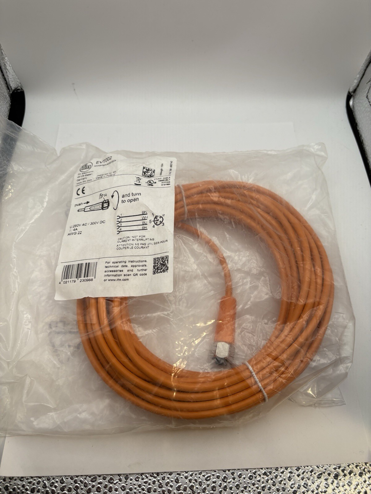 IFM ELECTRONIC Effector EVT002 Sensor Cable ADOGH040VAS0010E04 4 WIRE