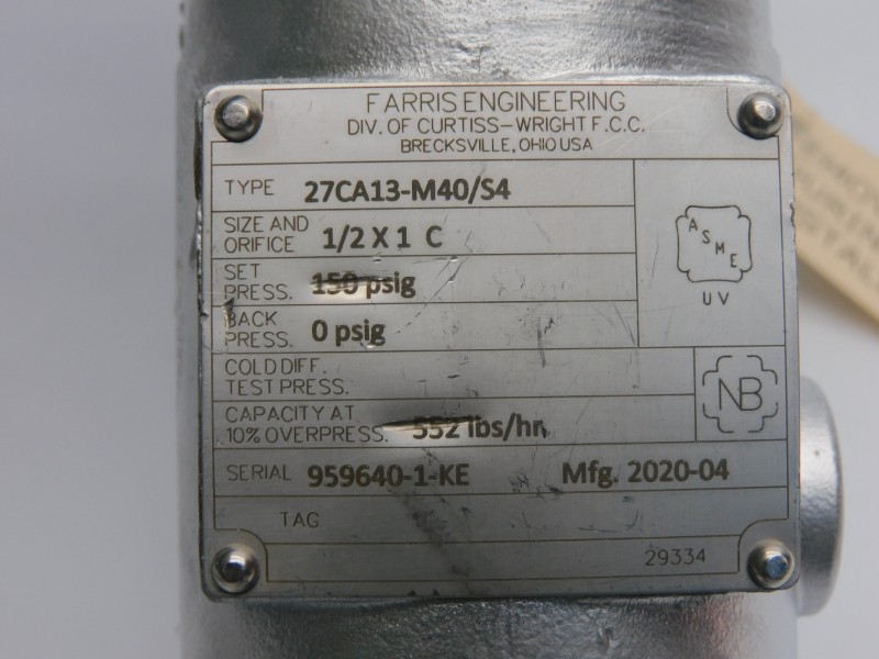 FARRIS ENGINEERING 27CA13-M40/S4 1/2X1C 145PSI UNMP