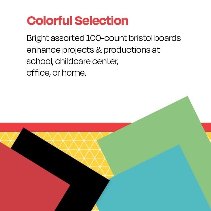School Smart Bristol Board, 9×12, Assorted Colors, 100-Pack