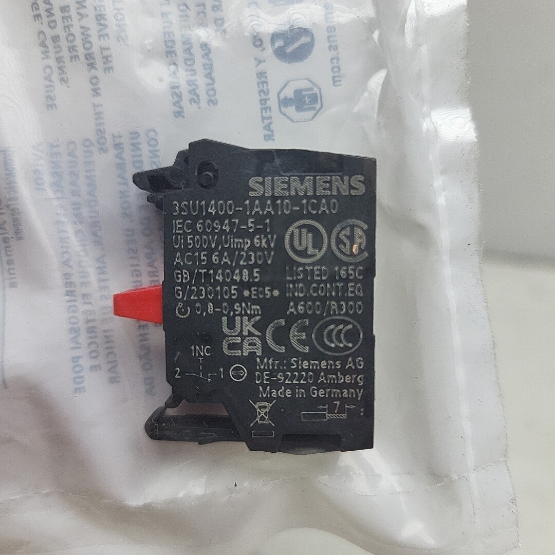 2 Pk Siemens 3SU1400-1AA10-1CA0 Contact Block SPST-NC Screw Terminal Front Mount