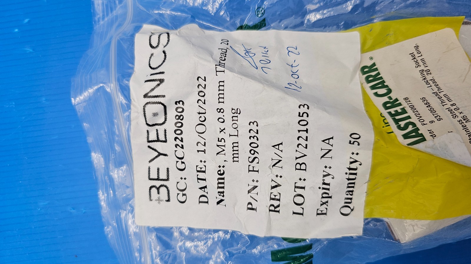 BEYEONICS GC2200803, FS90323 M5x0.8 mm Thread, 20mm Long Qty 50x