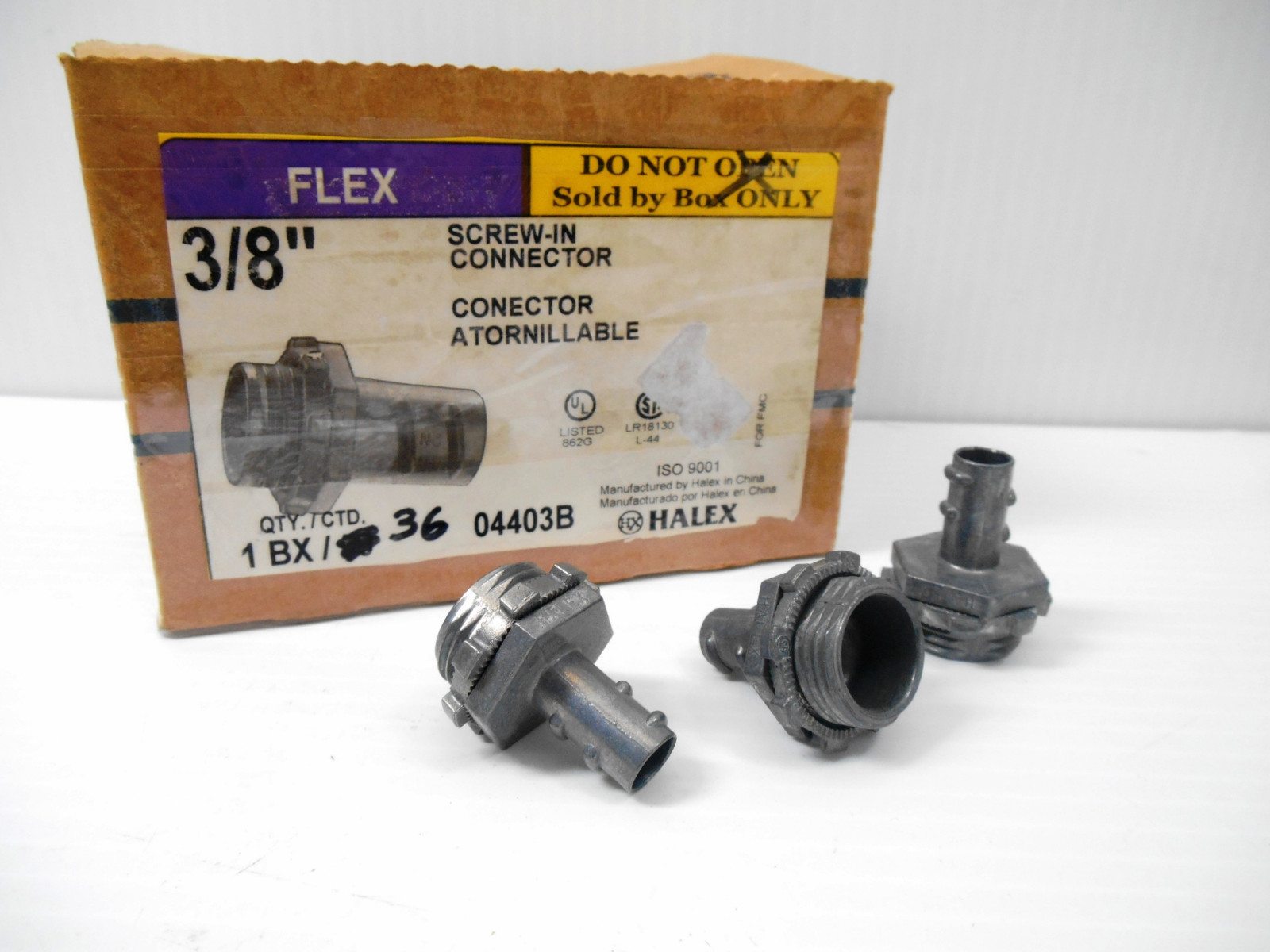 Box of 36 Halex 04403B Screw-In Connector Hx Series Flex