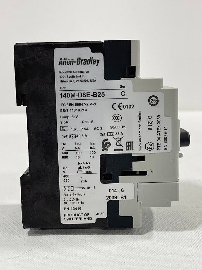 New! Allen Bradley 140M-D8E-B25 Motor Protector/Circuit Breaker 1.6…2.5A Ser C