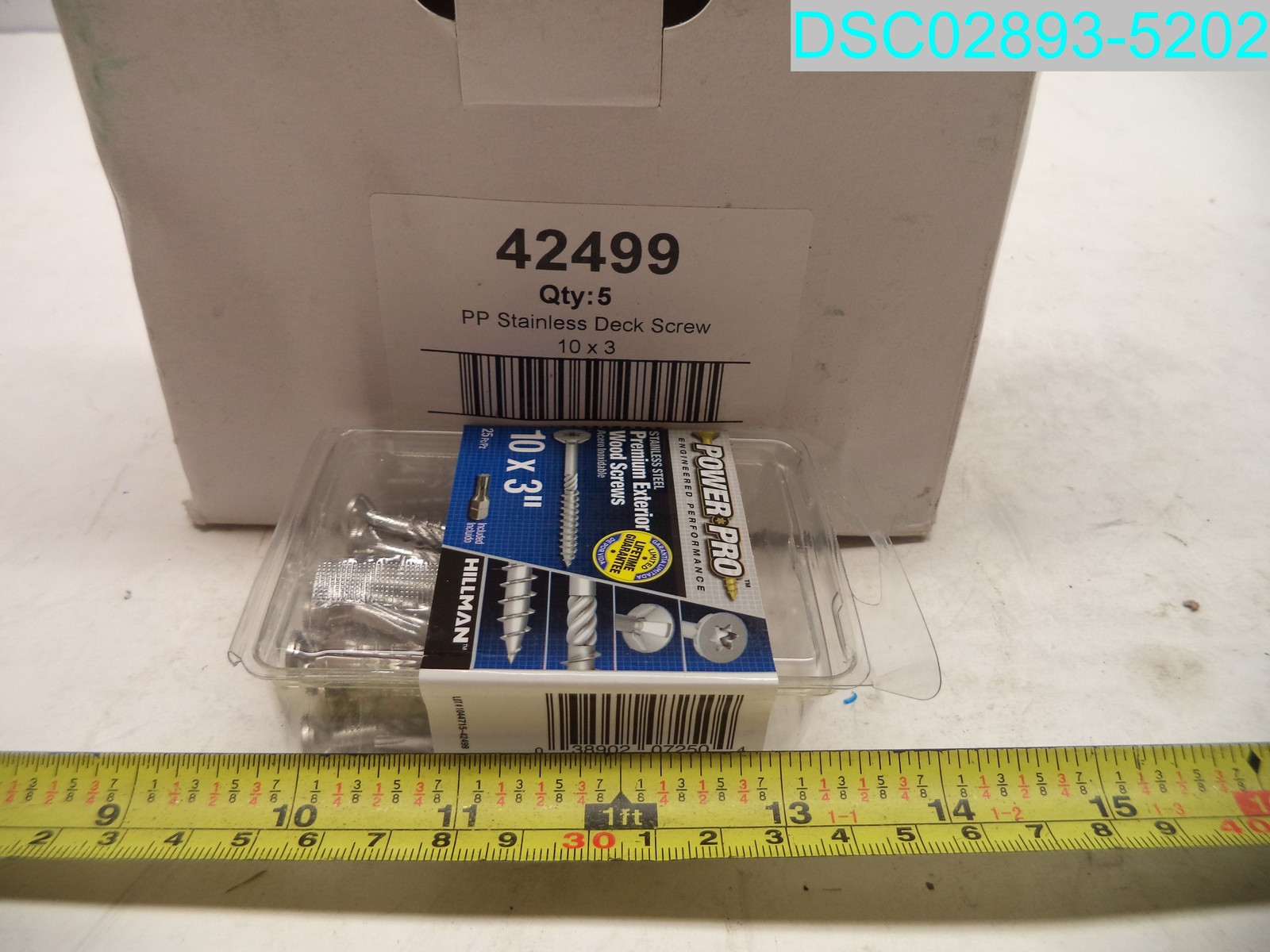 QTY=125: (5 X 25) 42499 HILLMAN Power Pro 10X3″L Star Coarse Exterior Wood Screw