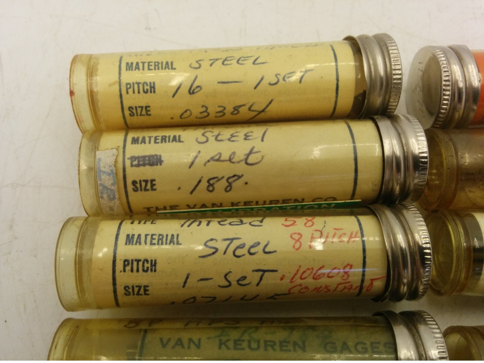 VAN KEUREN ASSORTMENT THREAD MEASURING WIRES, (LOT OF 10)