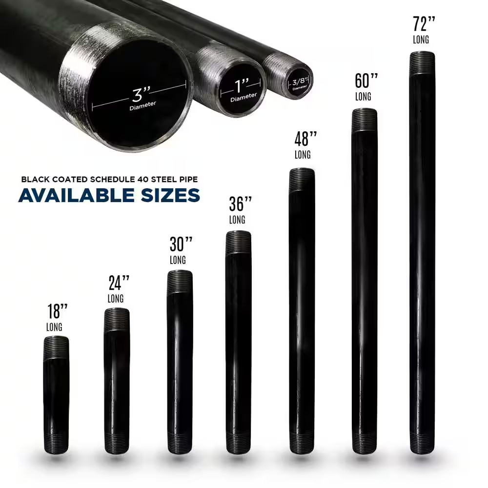 1/2 In. X 30 In. Black Steel Pipe