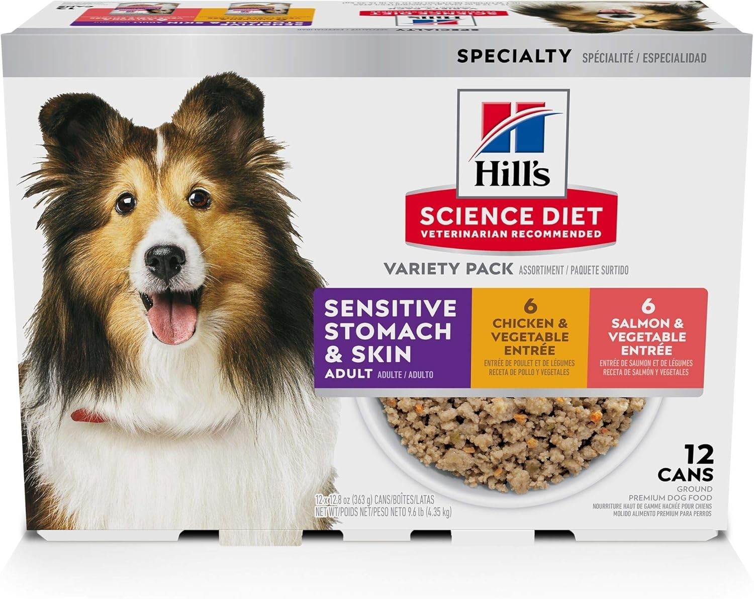 Hill’s Science Diet Adult Sensitive Stomach & Skin Wet Dog Food Variety 12.8 oz.