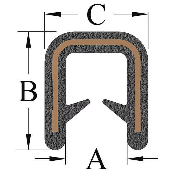 Trim-Lok Edge Trim,Alum Clip,0.2 In W,25 Ft 750B2X1/32-25 Trim-Lok 750B2X1/32-25