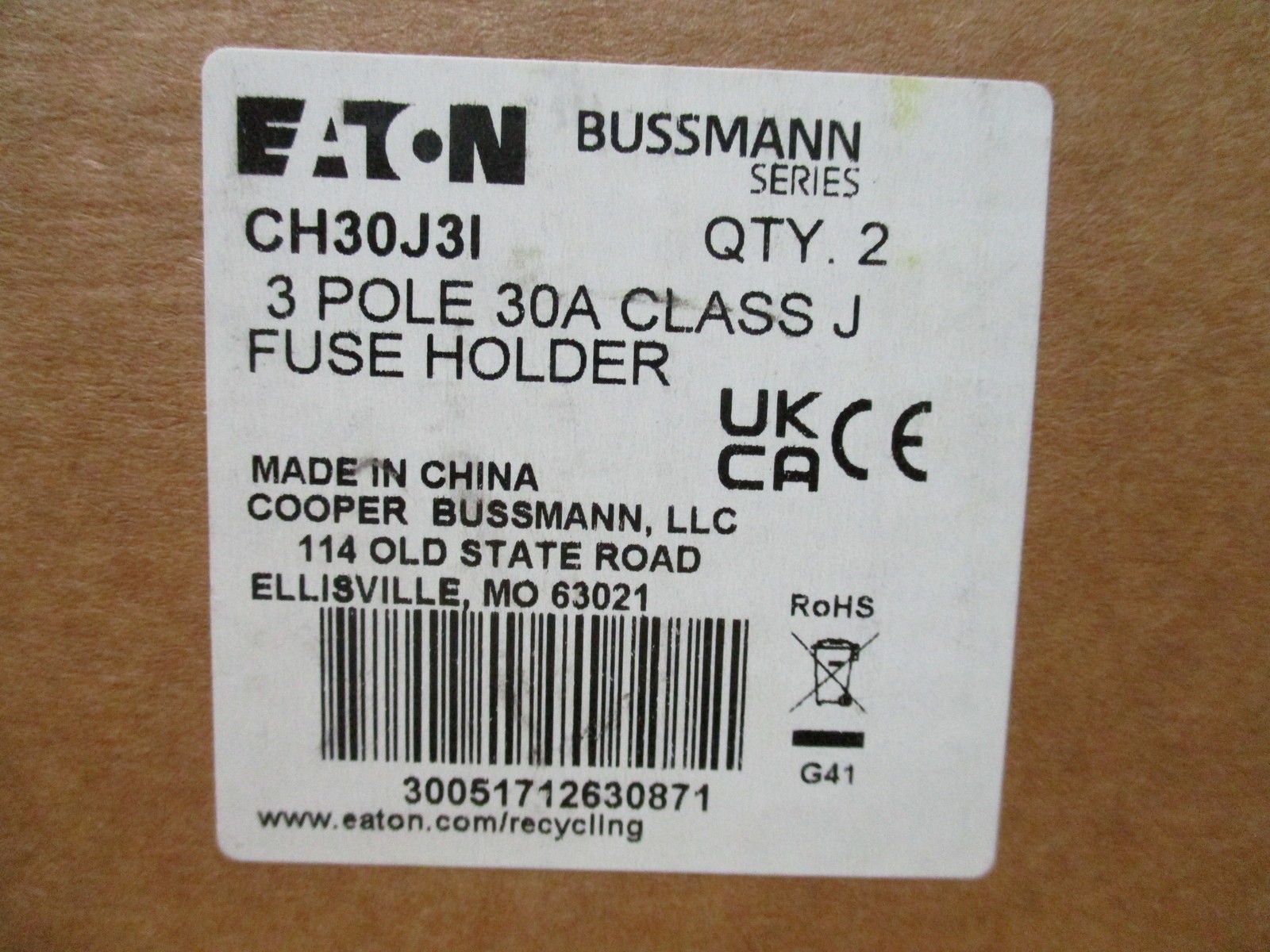 Eaton CH30J3I Bussmann Fuse Holder (Pack of 12)
