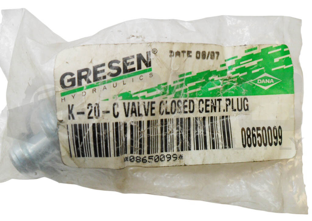 SEALED NEW GRESEN K-20-C VALVE CLOSED CENT PLUG