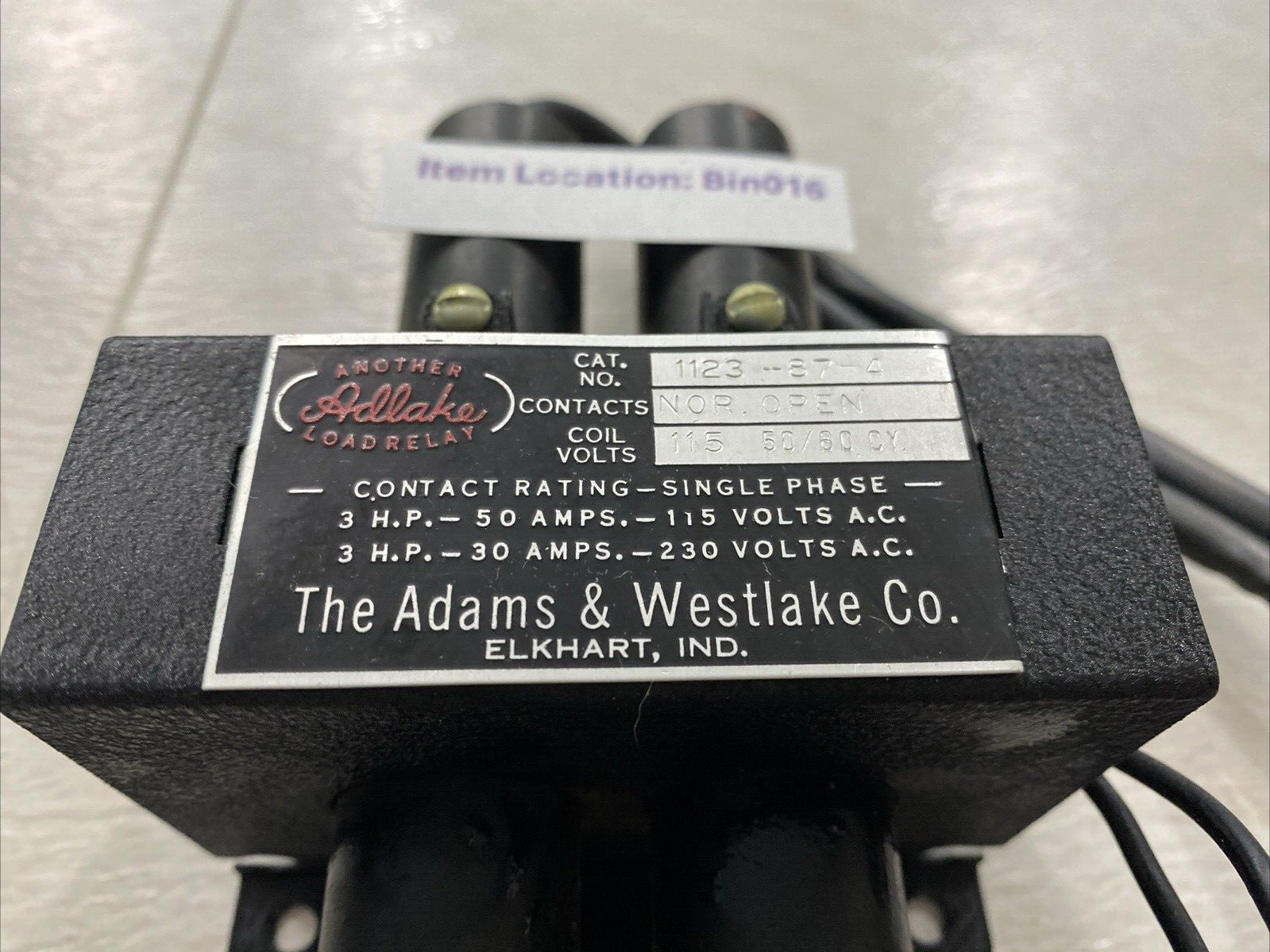 ADLAKE 1123-87-4 RELAY NORMAL OPEN 115V 50/60HZ, 1123874
