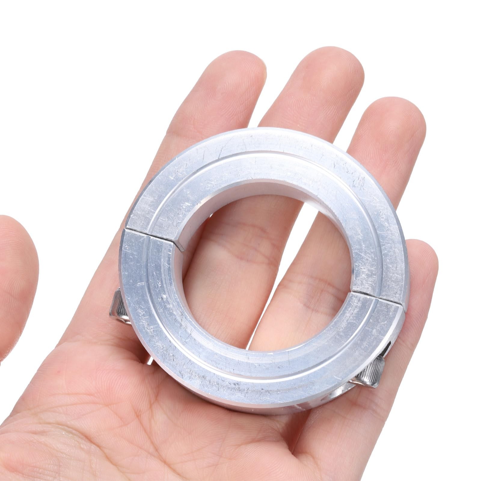 uxcell Double Split Clamp-On Shaft Collar for 1-3/8″ Shaft, Silver Tone