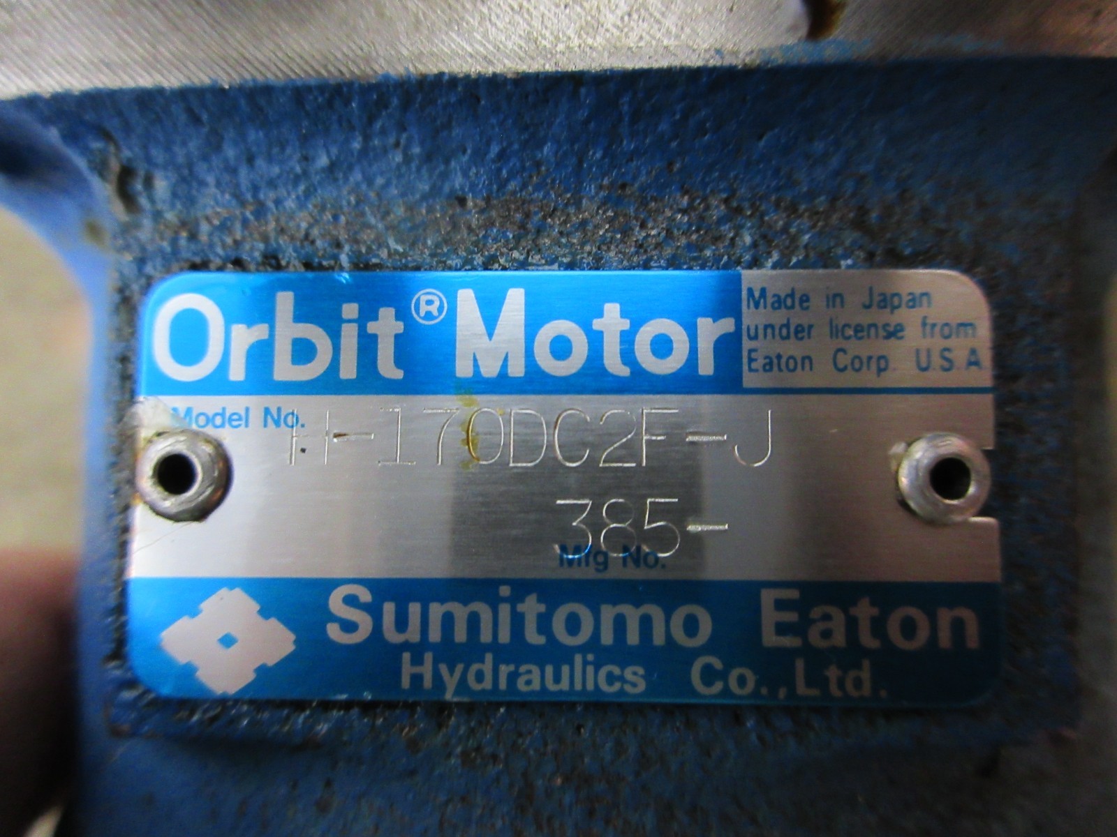 SUMITOMO EATON HYDRAULIC ORBIT MOTOR MODEL H-170DC2F-J FR KITAMURA MYCENTER 3X