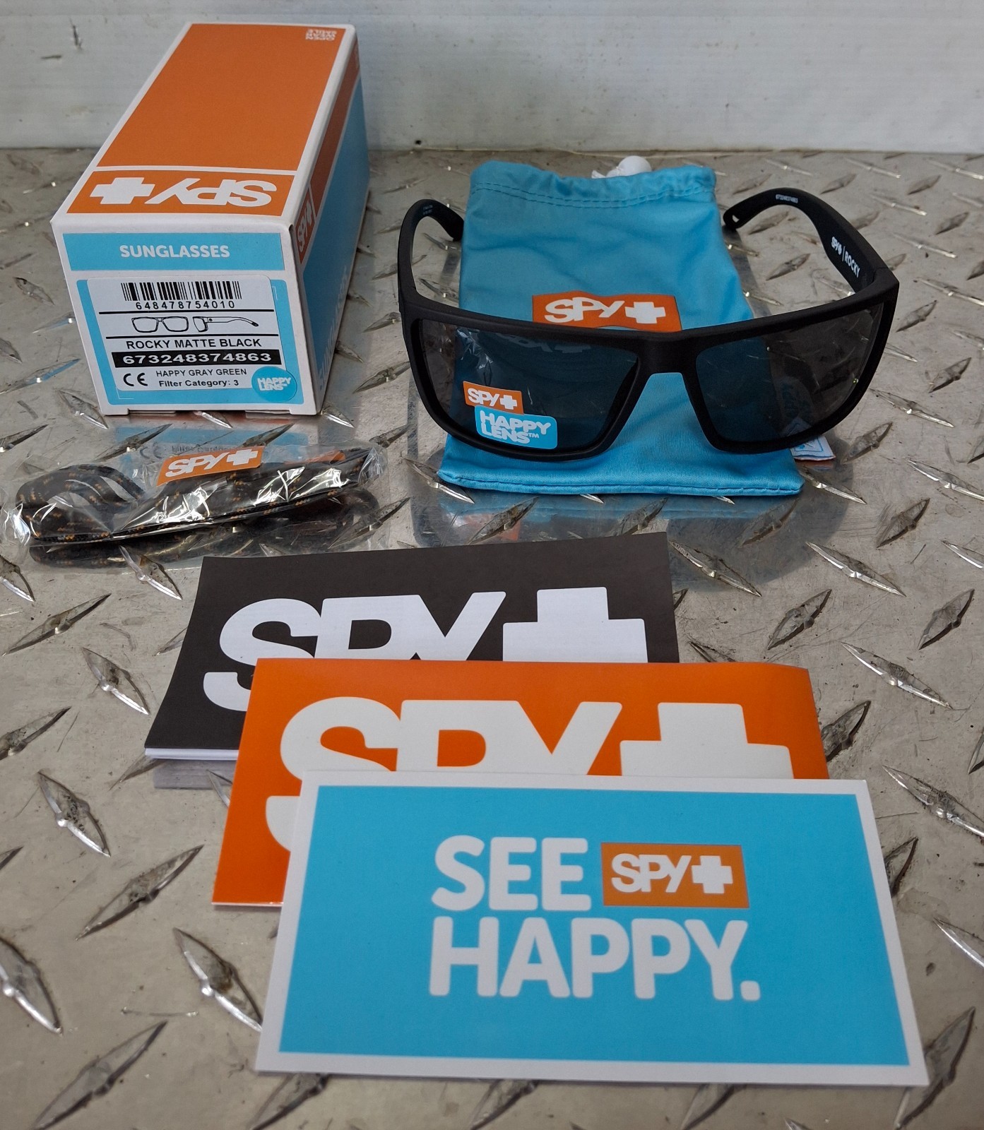 Spy Optic Sunglasses ROCKY Matte Black 673248374863 Happy Gray Green