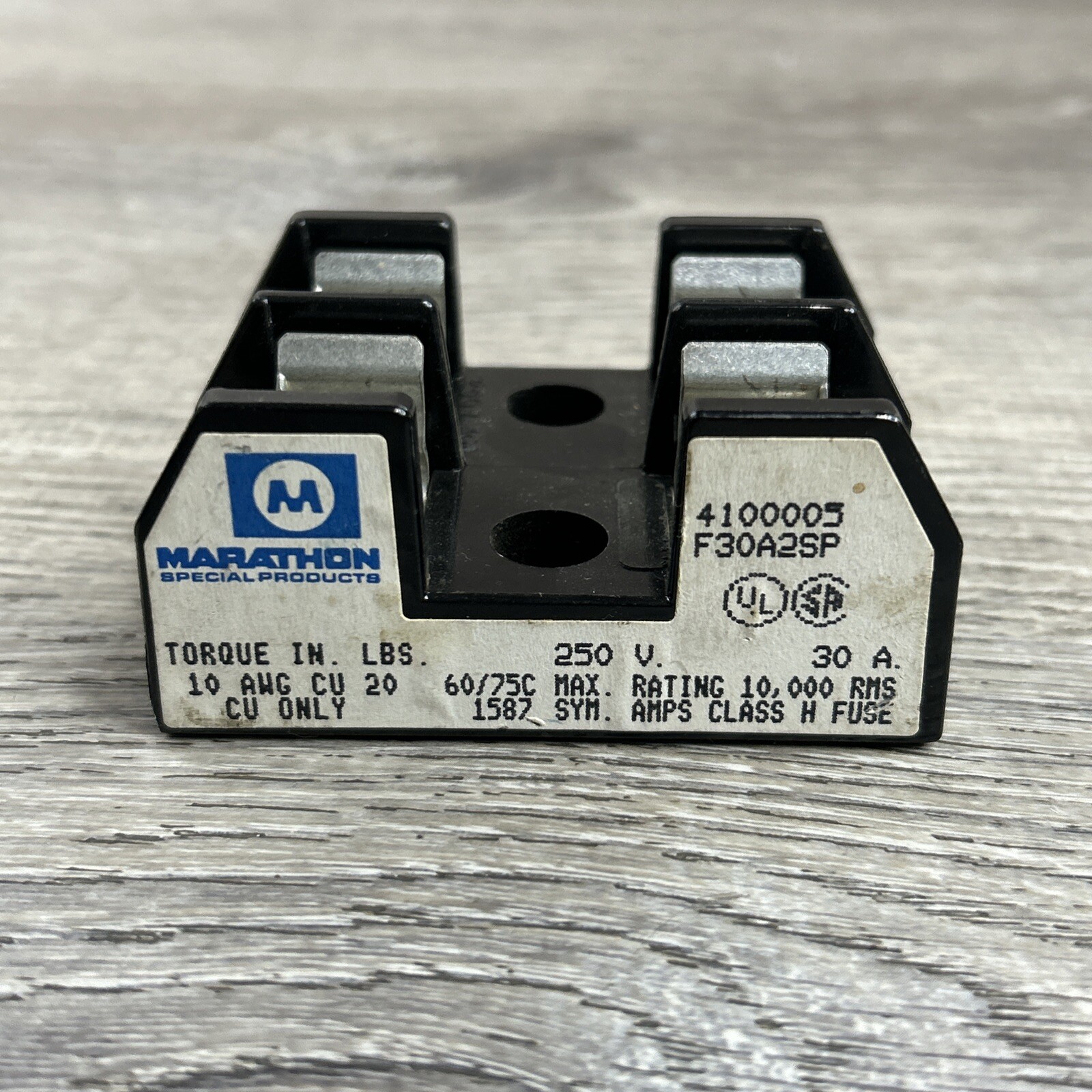 Marathon Special Products F30ASP Fuse Block 4100005 30A 2 Pole 250V 30A Oem