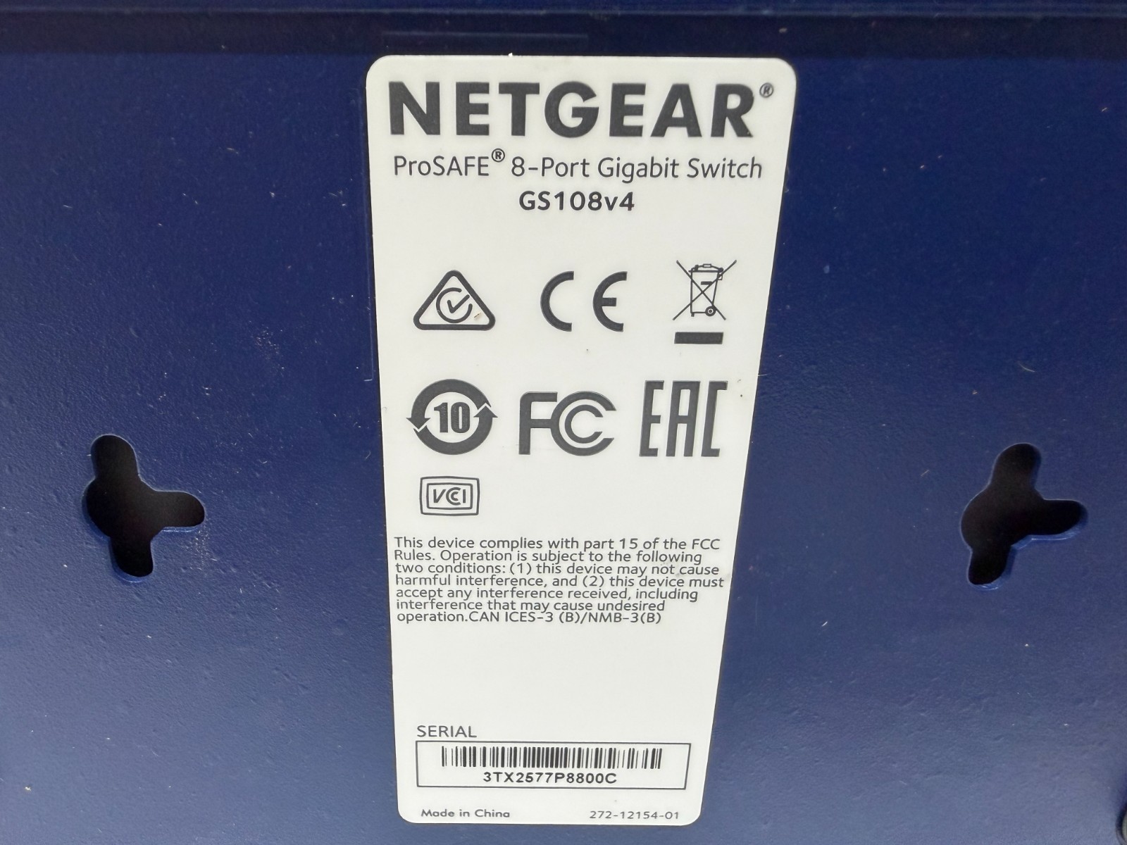 GOOD USED! NETGEAR PROSAFE 8-PORT GIGABIT ETHERNET SWITCH GS108V4