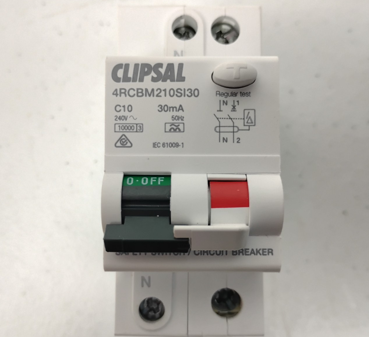Clipsal 4RCBM210SI30 2 Module 2 Pole 10A 30mA Type A-SI 10000A C-Curve
