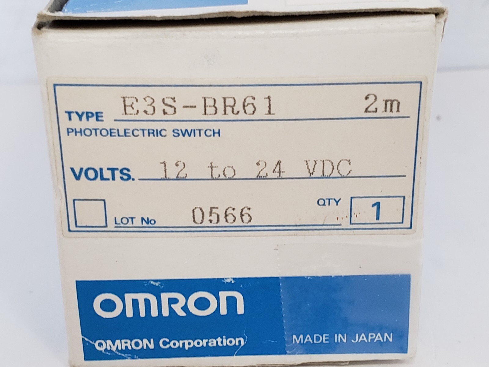 OMRON E3S-BR61 PHOTOELECTRIC SENSOR RETRO-REFLECTIVE 12-24VDC NIB