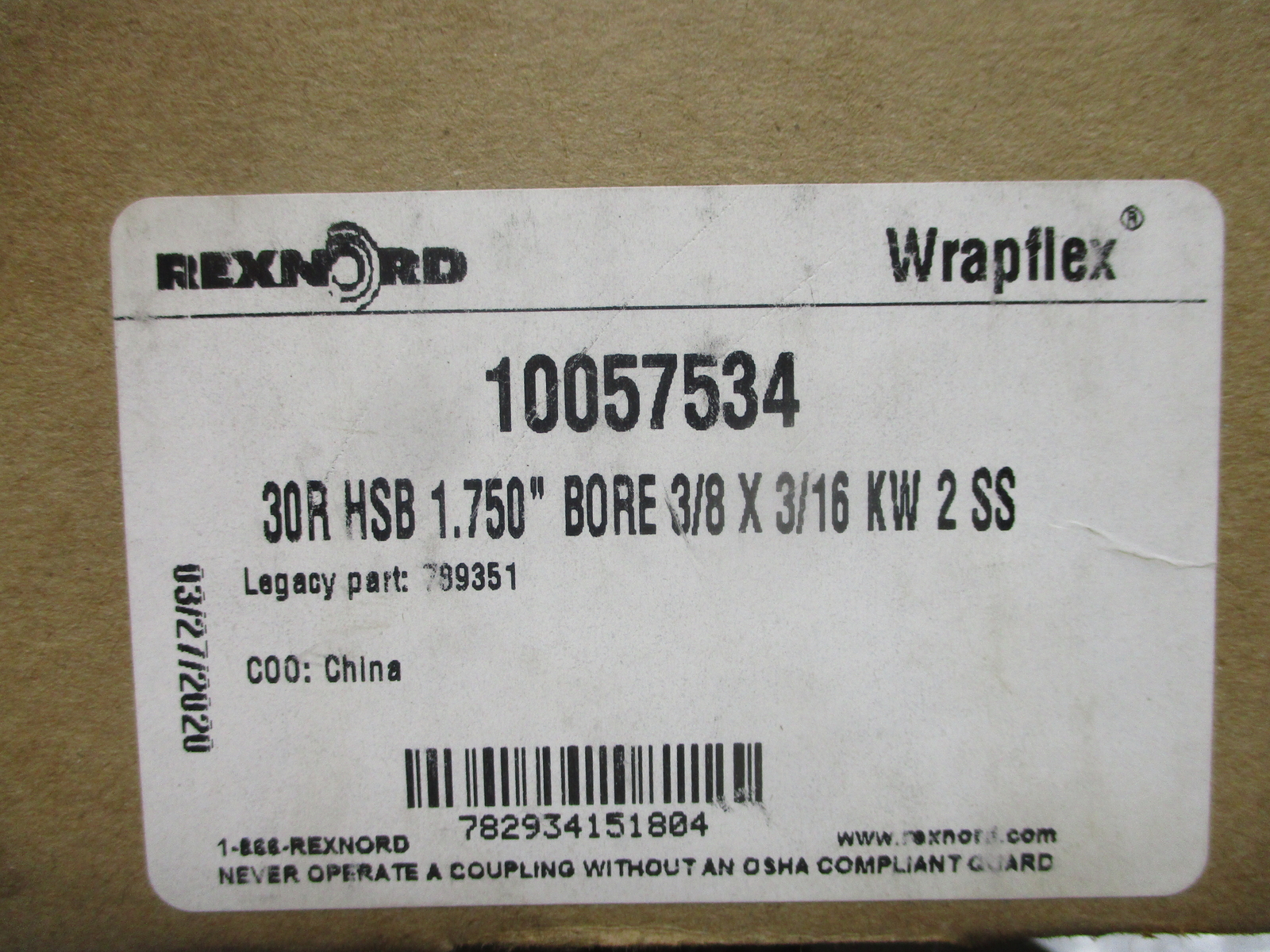 REXNORD 10057534 789351 30R 1.750″ HUB NSMP