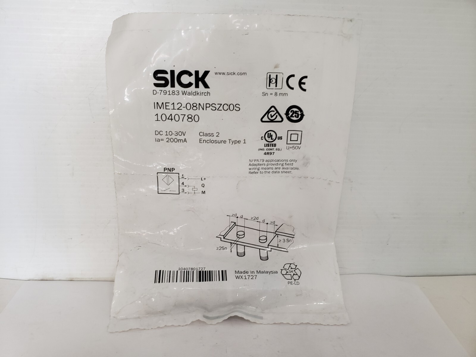 SICK IME12-08NPSZC0S INDUCTIVE PROXIMITY SENSOR 10-30V PNP NO 4 PIN NIB