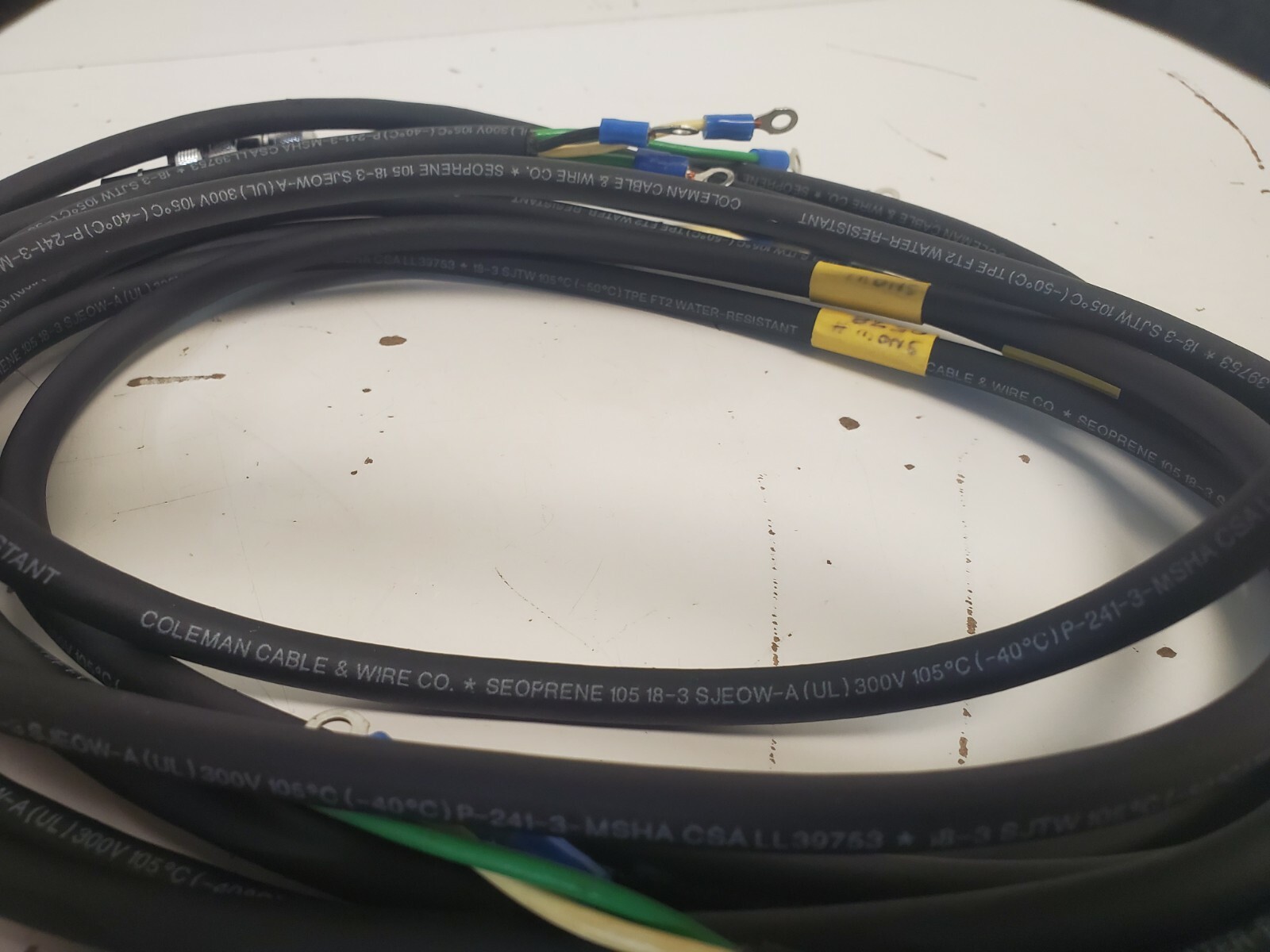 LOT OF (4) NOS! COLEMAN CABLE & WIRE WATER RESISTANT CABLES P-241-3-MSHA