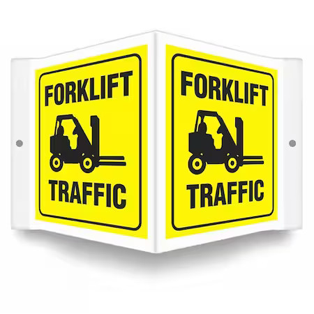 Condor 480Y43 High Visibility Safety Sign, 6 In H, 8 1/2 In W, Petg, V-Shape