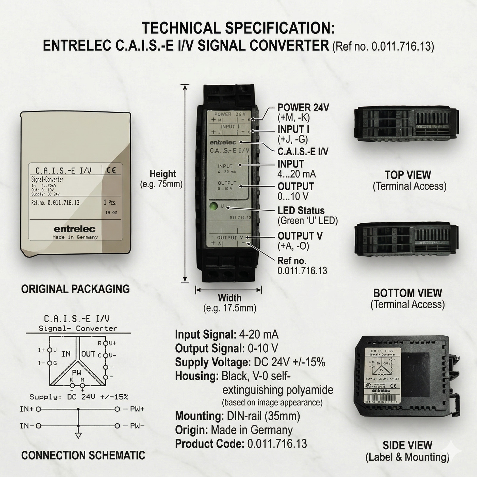 ENTRELEC C.A.I.S.-E I/V SIGNAL CONVERTER 24VDC FREE FAST SHIPPING