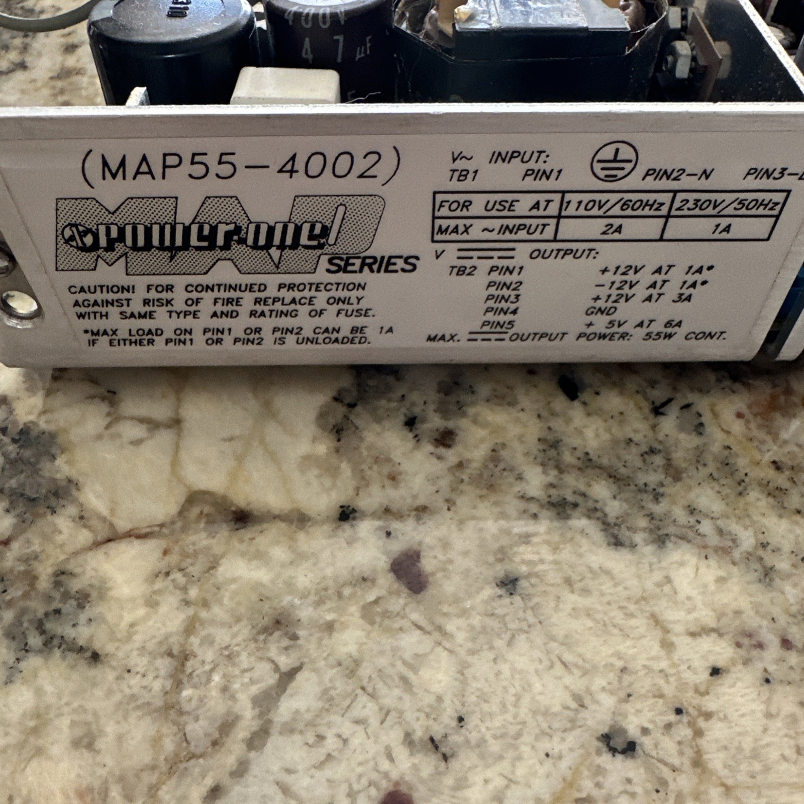 POWER ONE MAP55-4002 SWITCHING POWER SUPPLY REV AM3 INPUT 100/240V 50/60 HZ 2A