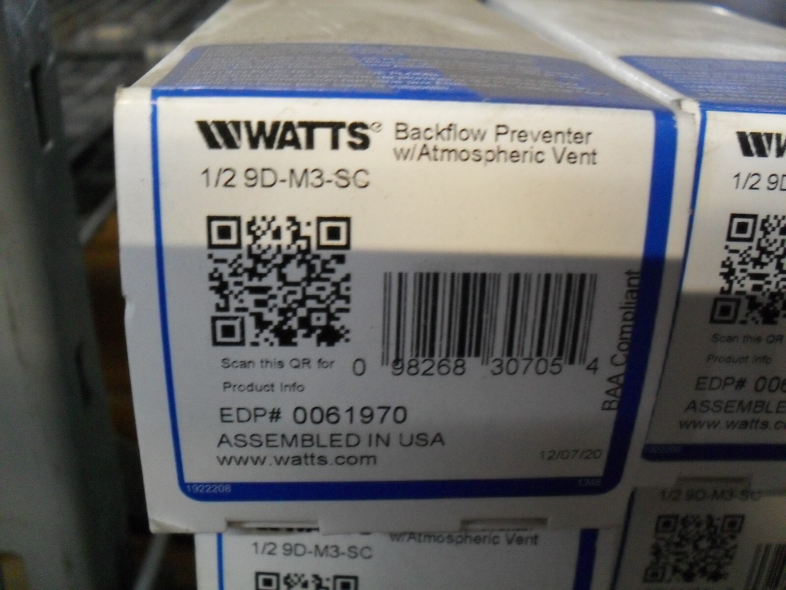 Watts 1/2 9D-M3-SC 0061970 Dual Backflow w/ Atmospheric vent Satin Chrome finish