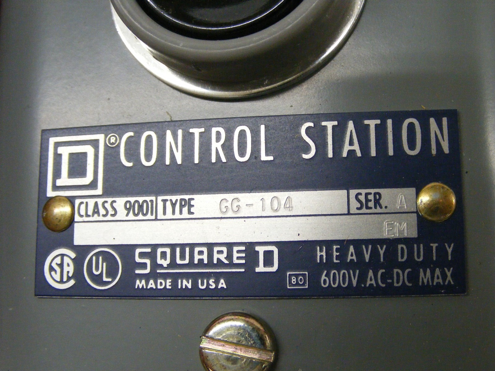 SQUARE D , GG-104 Reset Control Station Button UNUSED (zz2)