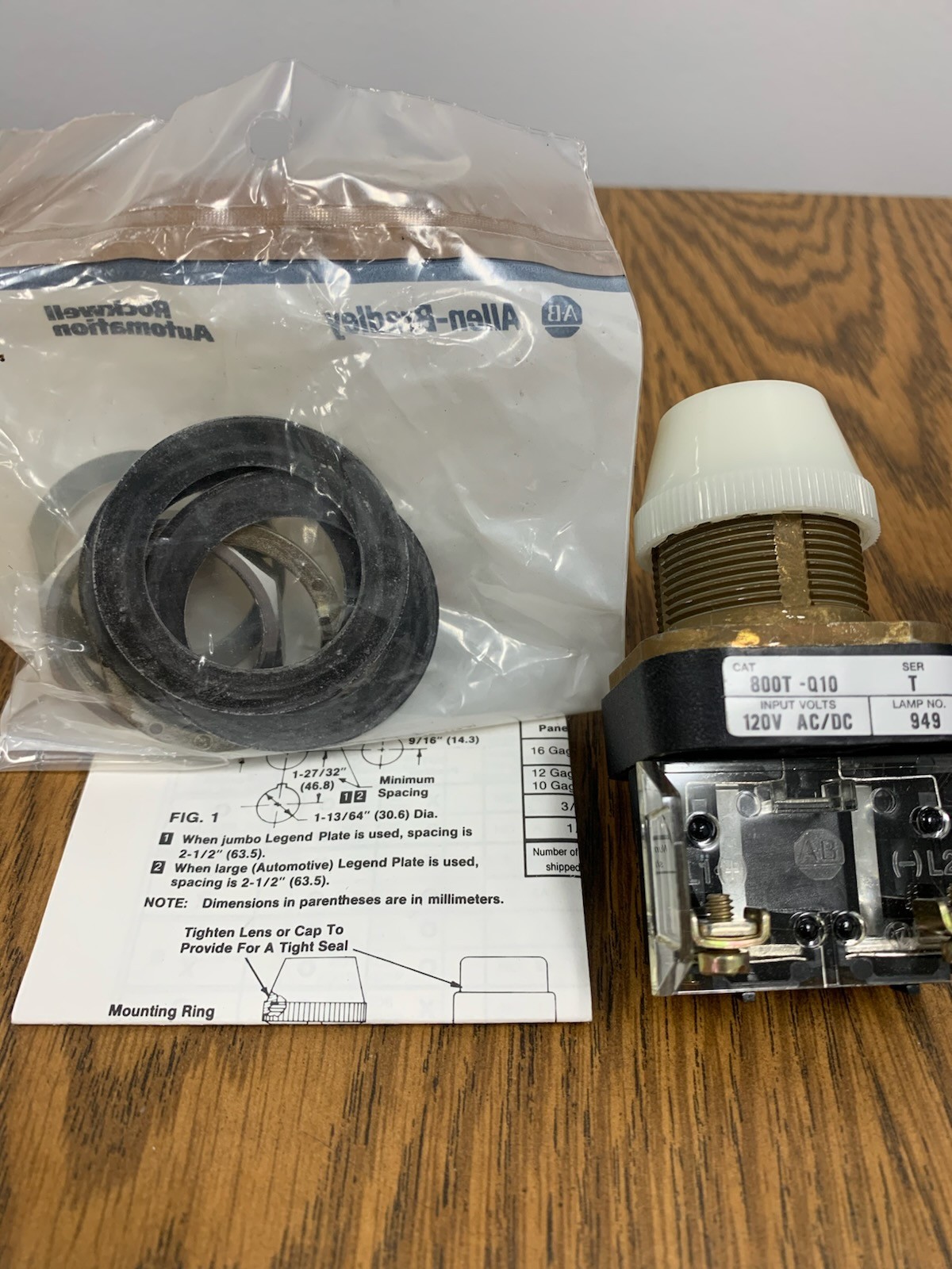A-B 800T-Q10W “New” Pilot Light White 4R 13R 120V Full Voltage