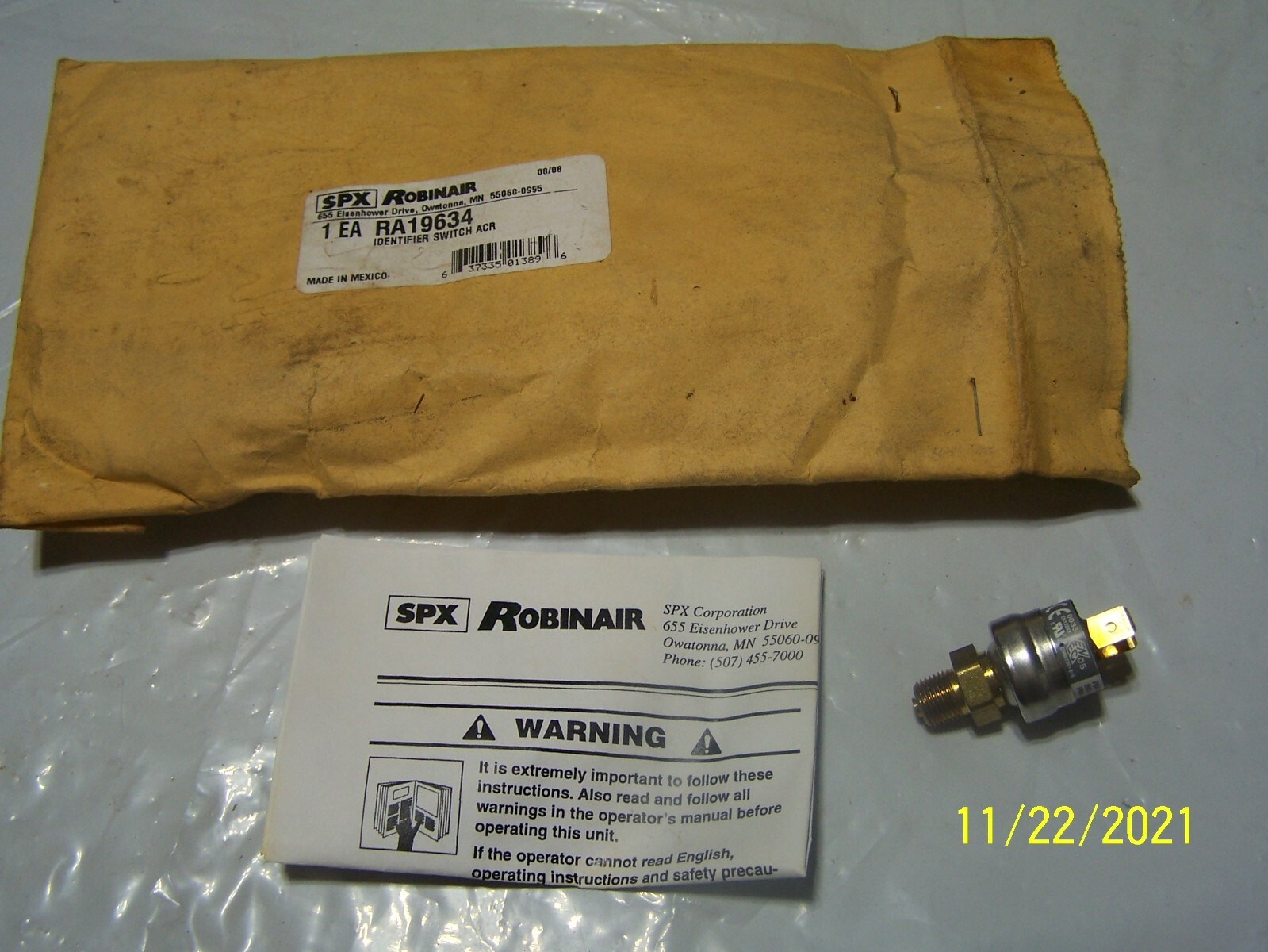 SPX Robinair RA19634 Identifier Switch ACR 2000 Recovery Recycling Equipment