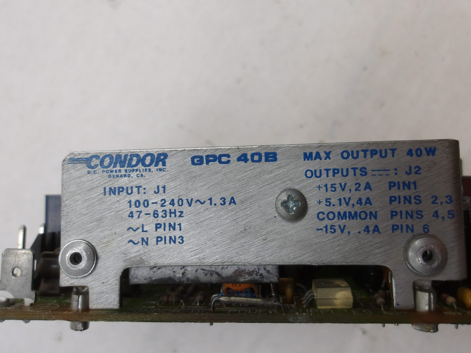 CONDOR GPC 40B POWER SUPPLY 100-240V 1.3A 47-63HZ