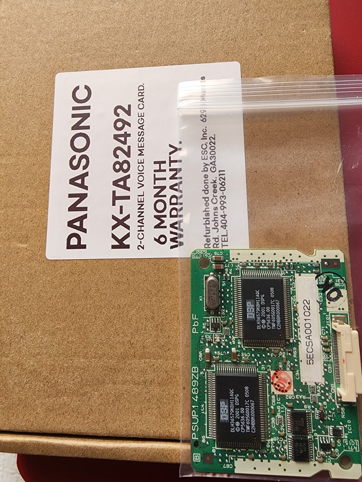 PANASONIC KX-TA82492/ 2-CHANNEL VOICE MAIL CARD/ 6 MONTH WARRANTY. REFURBISHED.