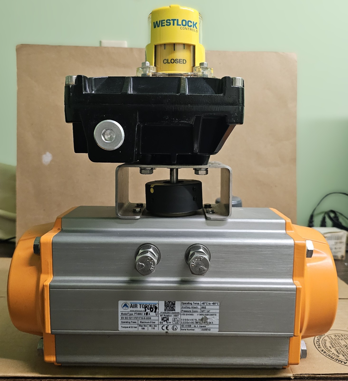 Air Torque PT400U Pneumatic Valve Actuator w/ Westlock Controls 9479NBY2B2M0600