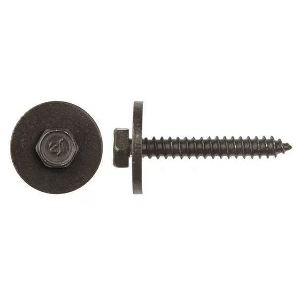Sheet Metal Screw, M4.2 x 30 mm, Black Steel Hex Head External Hex Drive, 15 PK