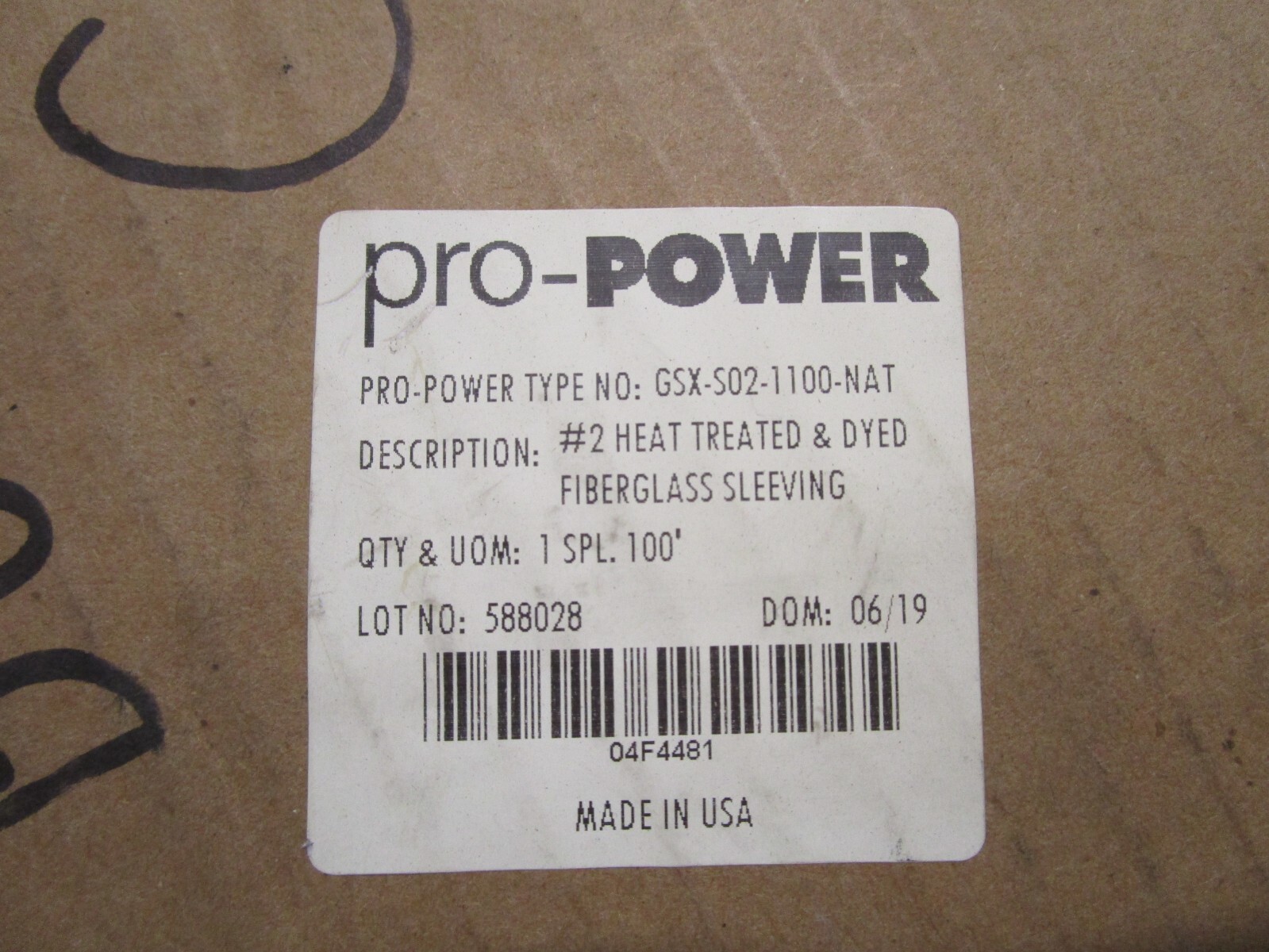 NEW PRO POWER GSX-S02-1100-NAT SLEEVING INSULATING BRAIDED 6.681MM TAN 100FT