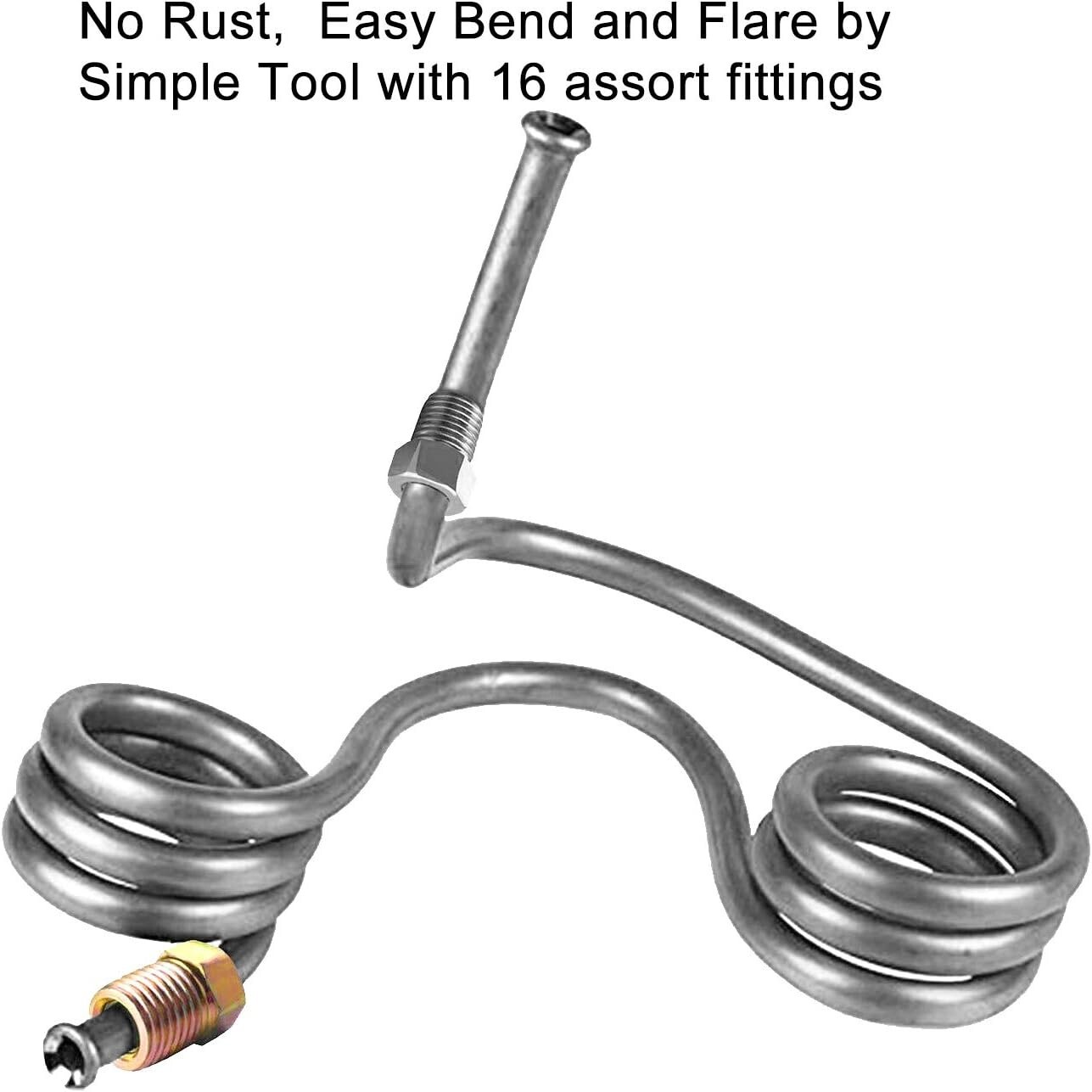 25 ft Zinc-Coated Brake Line Tubing Kit – Professional Grade with 16 Fittings