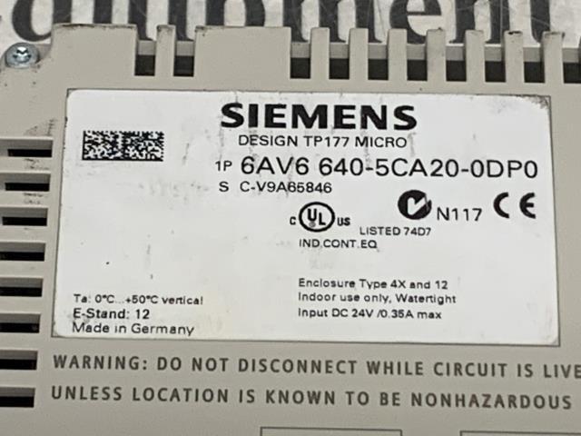 Siemens Touch Panel – 6AV6 640-5CA20-0DP0 w/Warranty