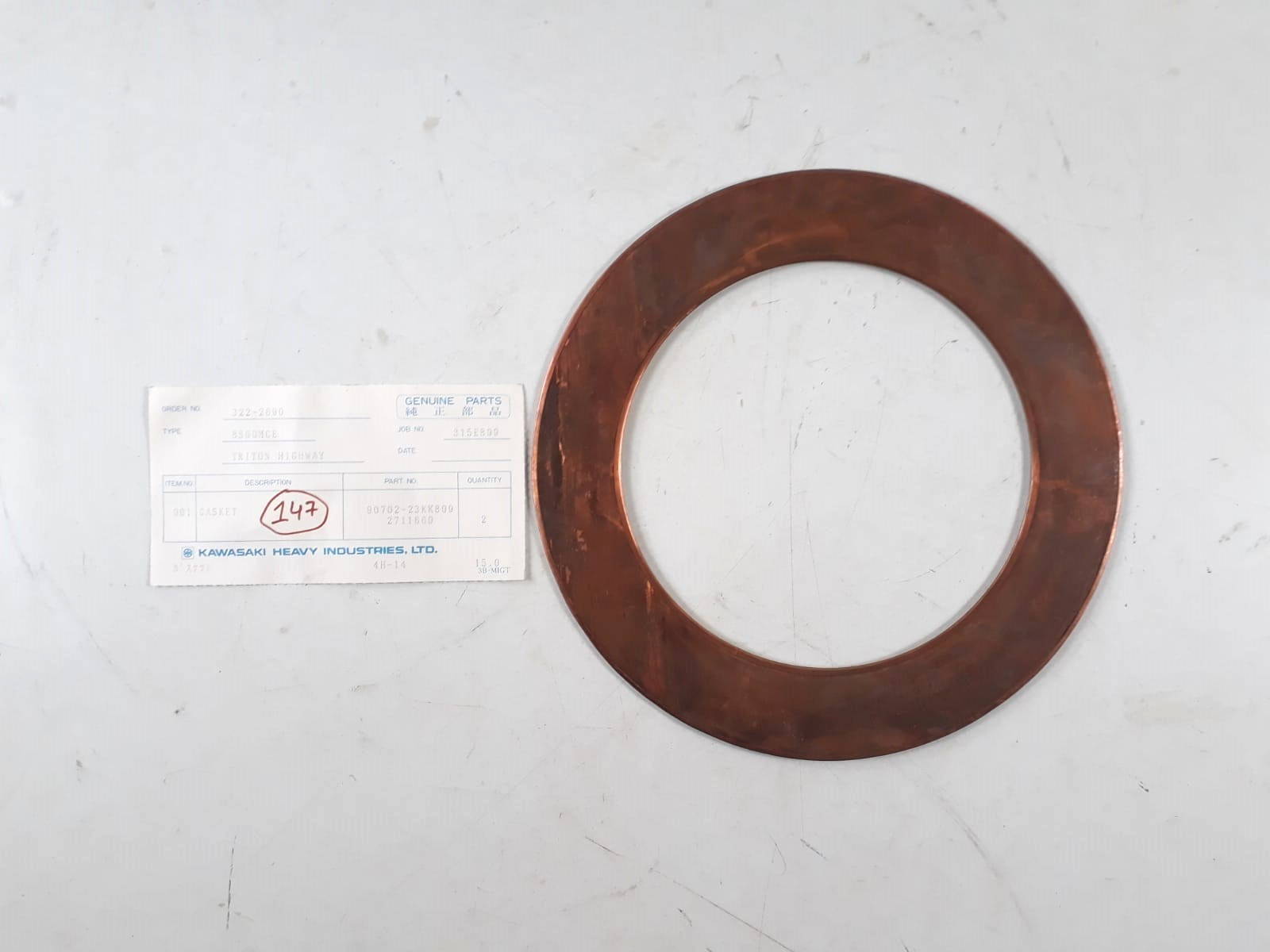 Gasket P/N 90702-23KK809 2711660 For Kawasaki 8S60MCE Engine Genuine Parts