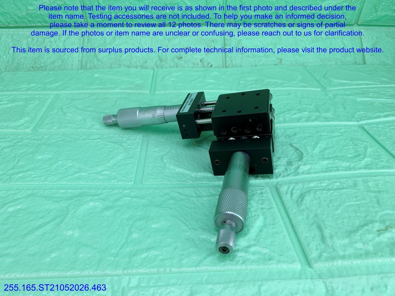Del-Tron 451 Linear Positioning Stage&Micrometer as in photos, sn:9196, DHL
