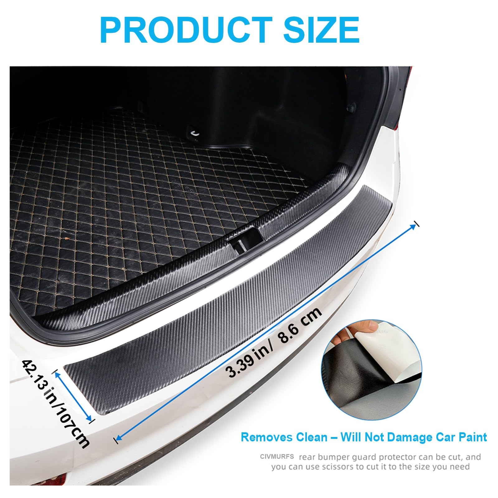 42 Inch Carbon Fiber Bumper Protector Trunk Guard Heavy Duty Anti Scratch SUV Tr