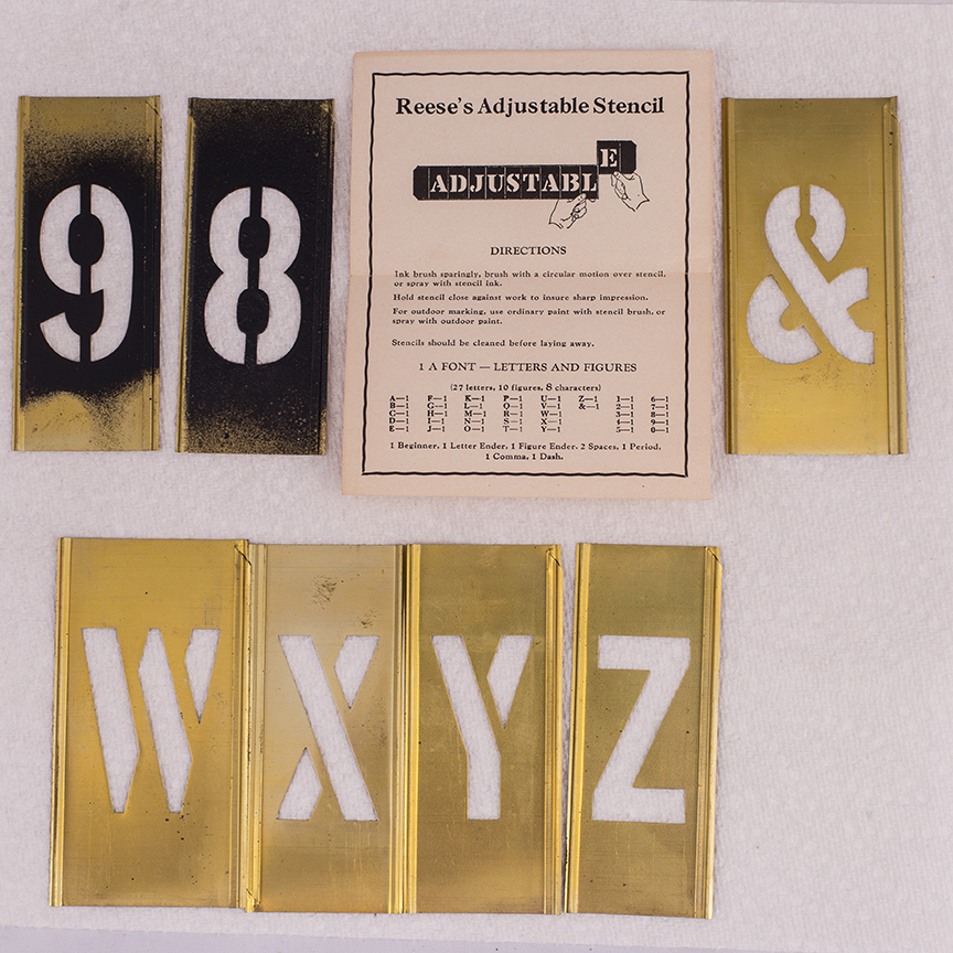 Reese’s Adjustable Lockedge Brass Stencils 2″ Gothic Letter & Number Full Set