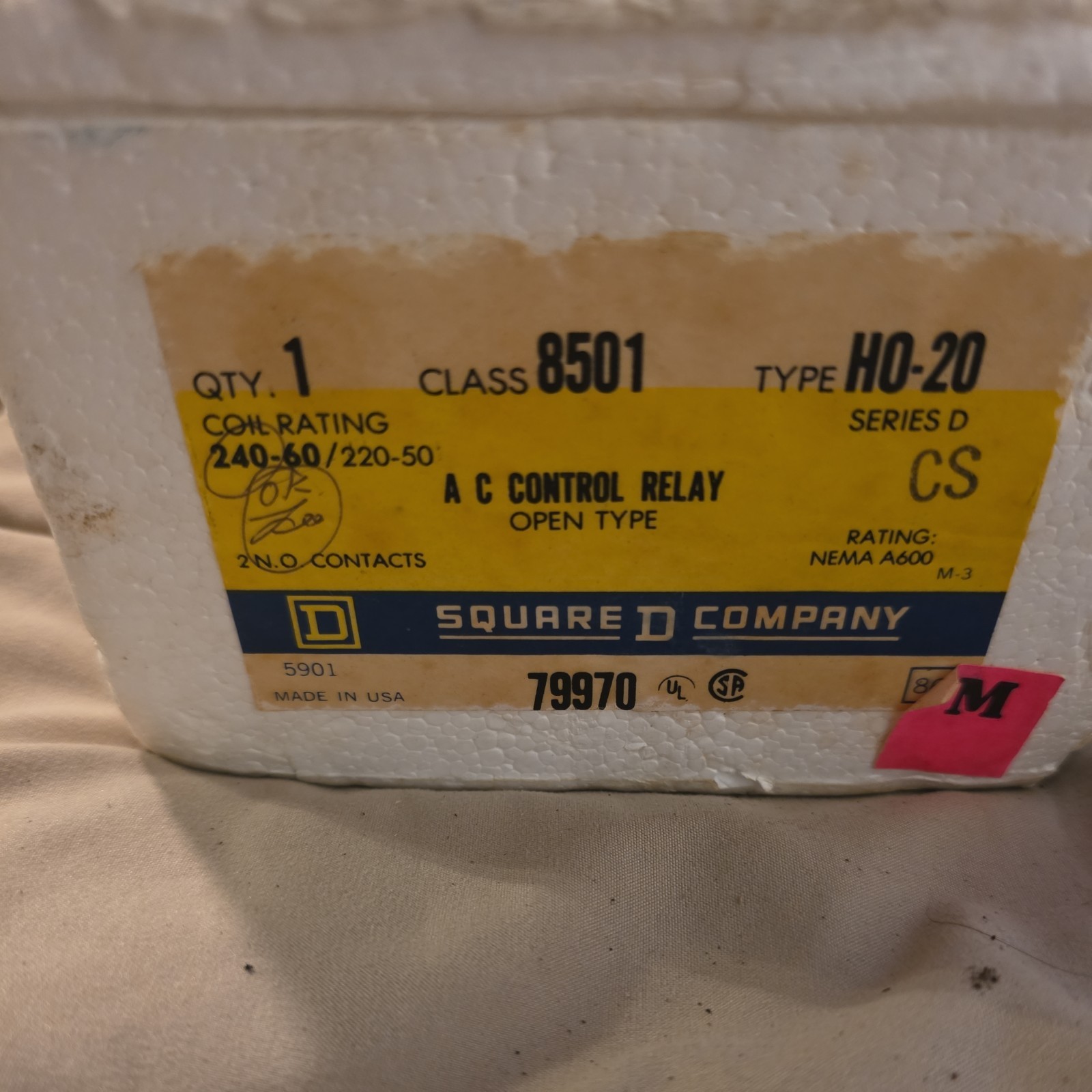 SQUARE D CLASS 8501 H020 SER. D BP RELAY #800PT157*CO