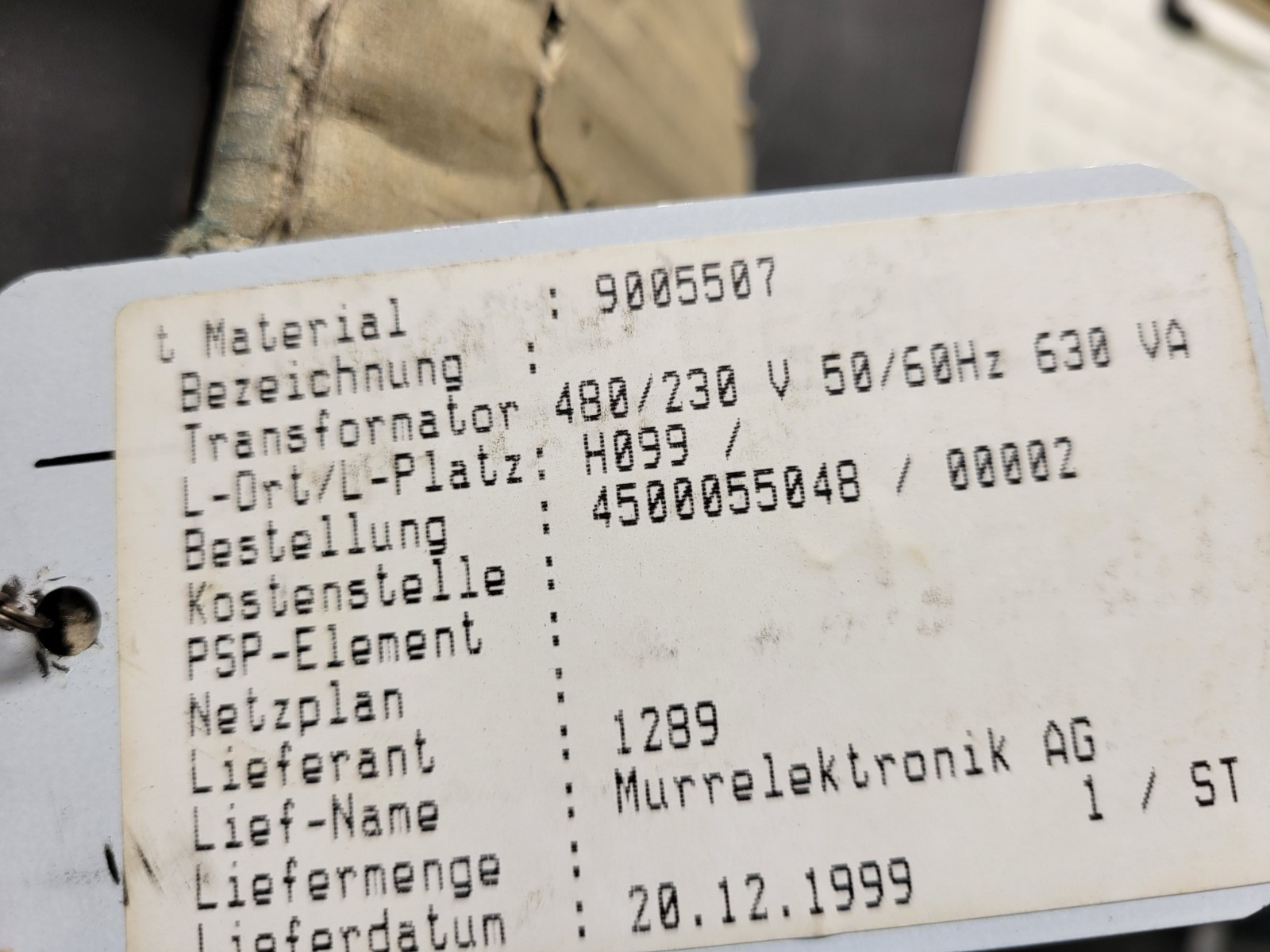 Murr Elektronik EN60742 Transformer.