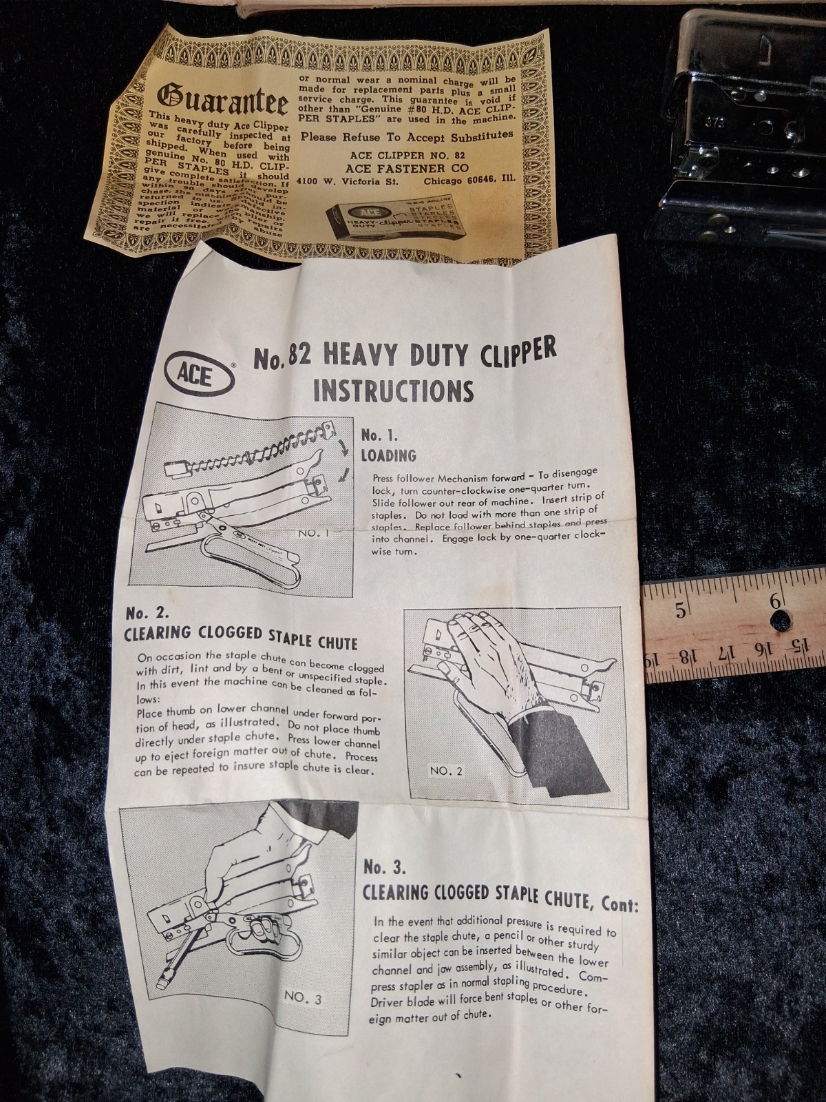 USED Heavy Duty Ace #82 Stapling Plier in Orig. Box plus Instructions